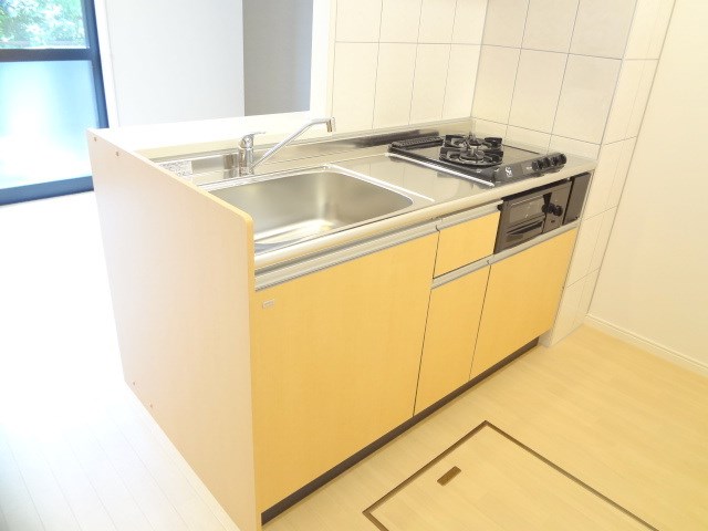 キッチン：2口コンロのシステムキッチン♪